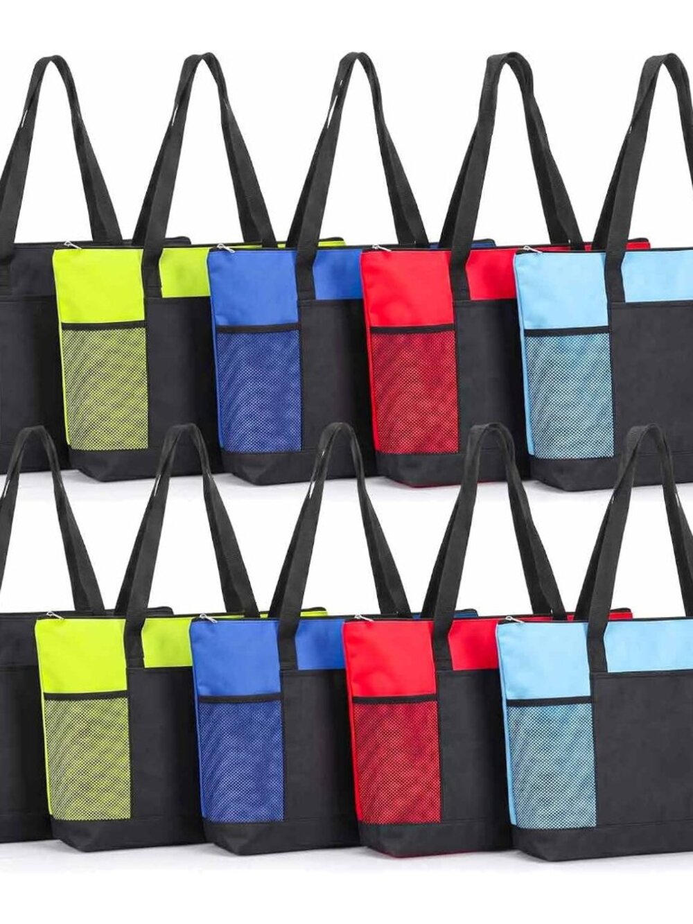10 Pcs Large Capacity Oxford Cloth Tote Bag with Zipper, Duty Reusable Shopping